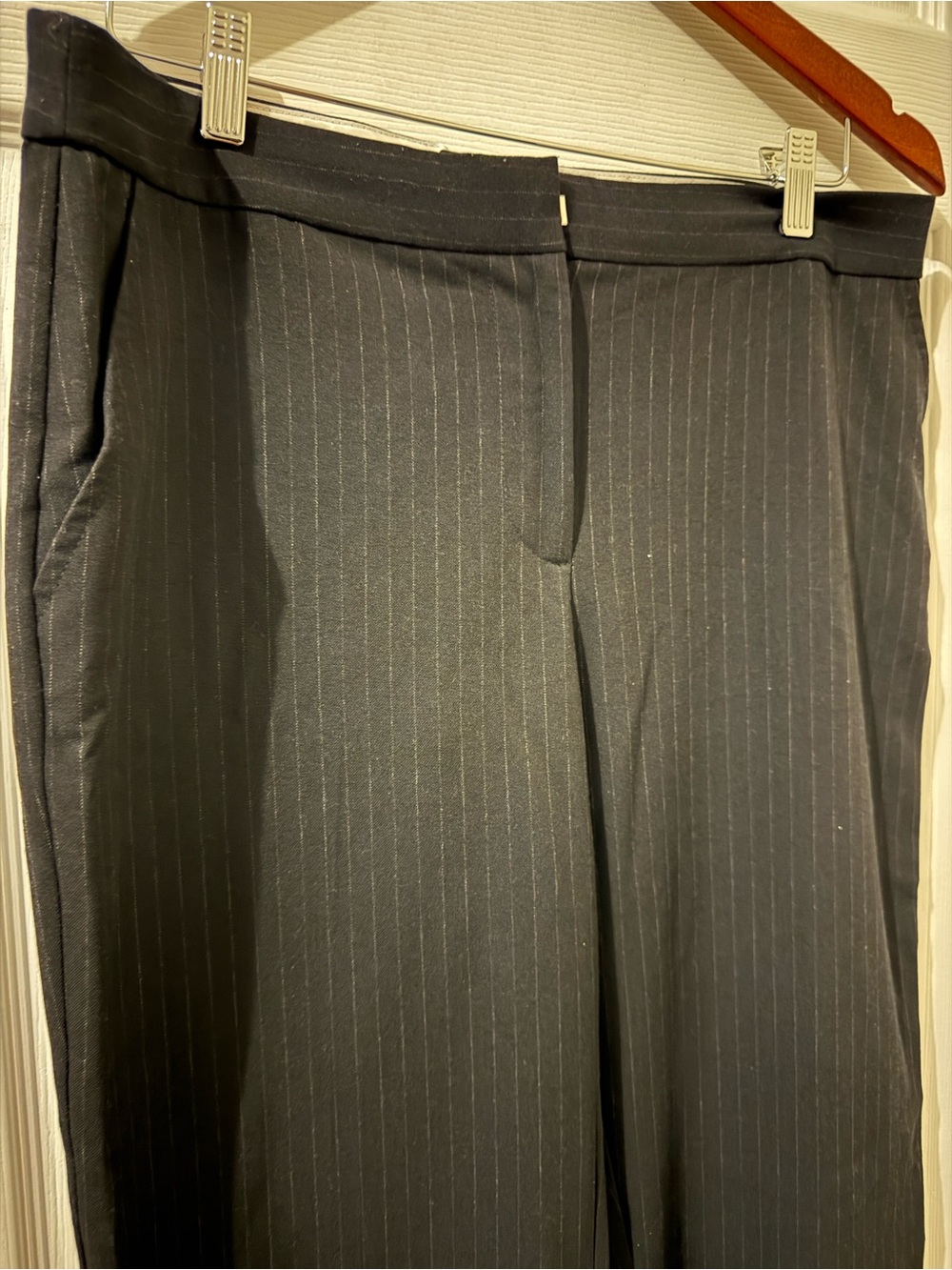 Zara Black Pinstripe High-Waist Wide-Leg Trousers - Picture 3 of 8